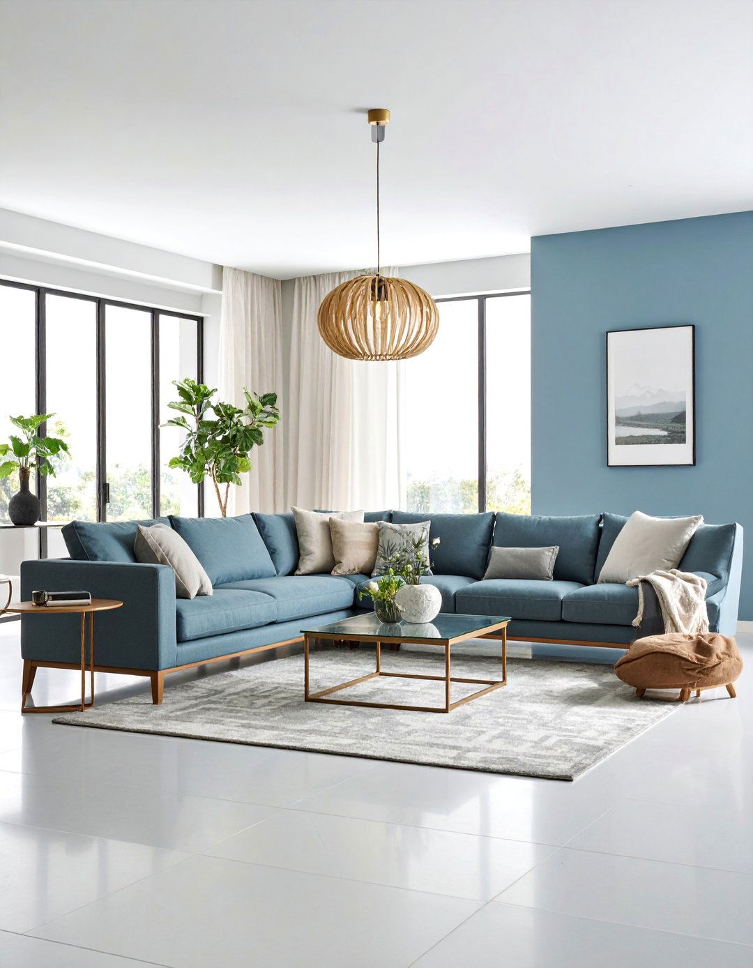 Minimalist Ice Blue and Stone Grey Living Room - 25 Blue and Grey Living Room Ideas