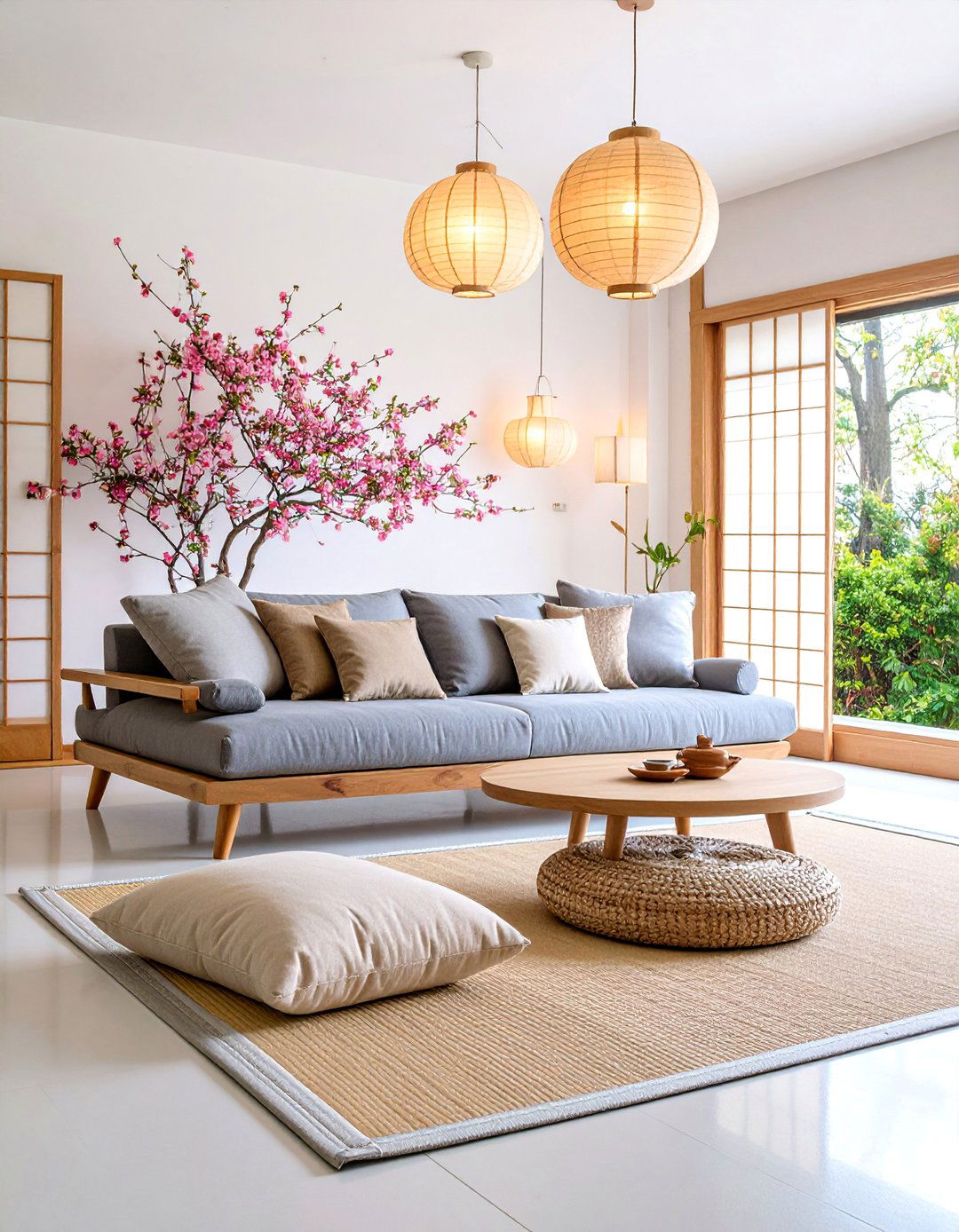 Minimalist Japanese Inspired Grey and Beige Living Room - 25 Grey and Beige Living Room Ideas