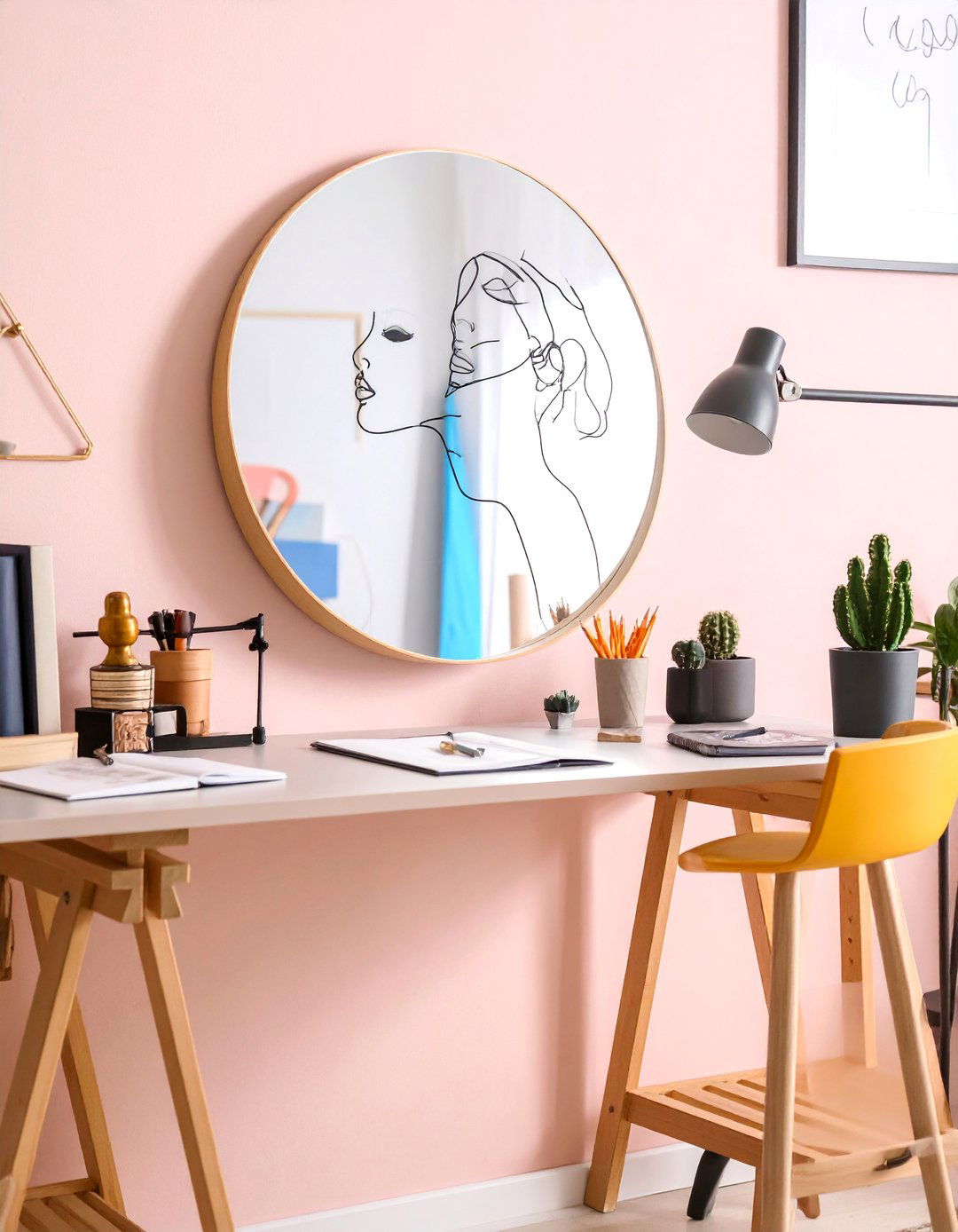 Minimalist Line Art Portrait - 25 Mirror Painting Ideas