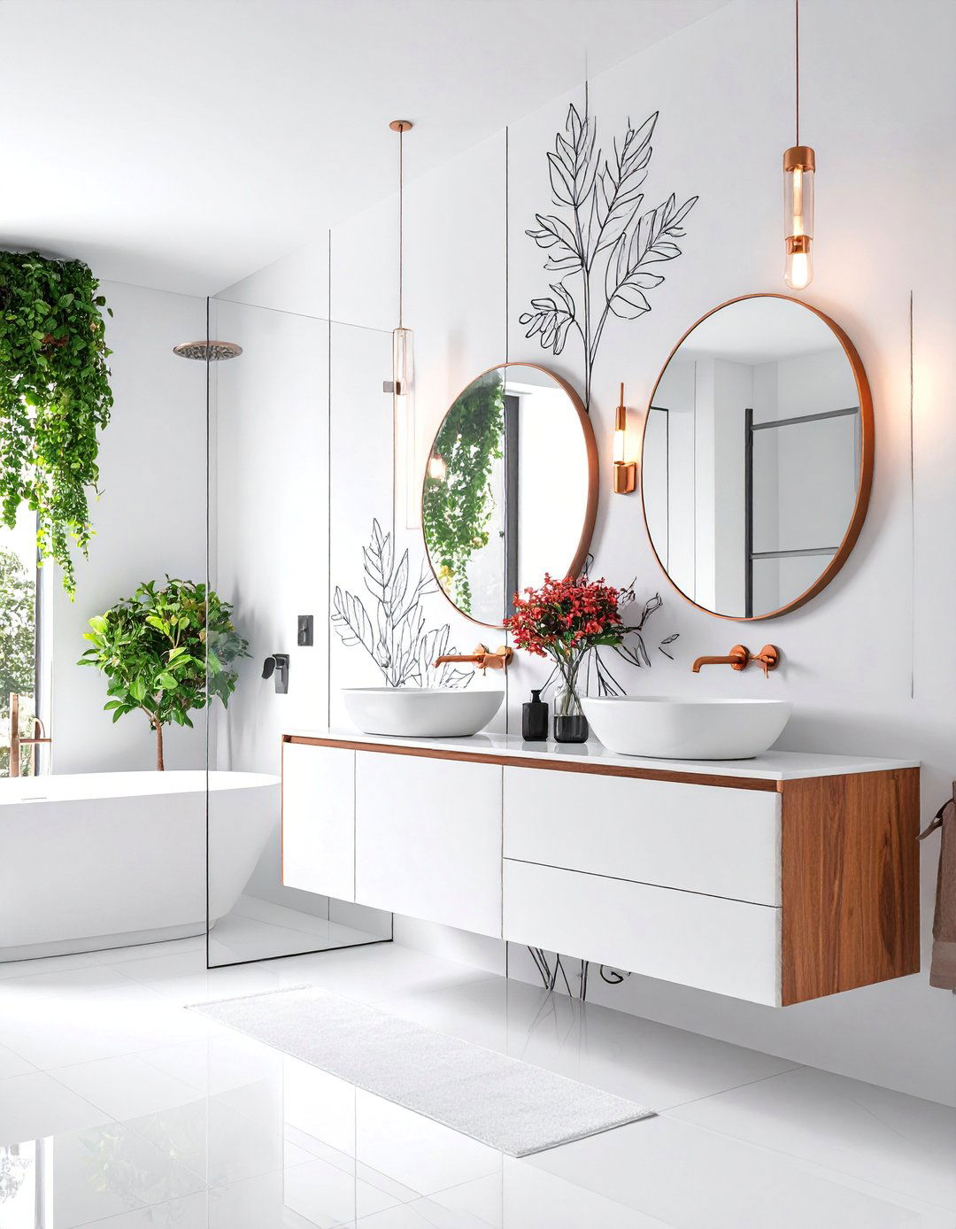 Minimalist Line Art - 25 Powder Room Wallpaper Ideas