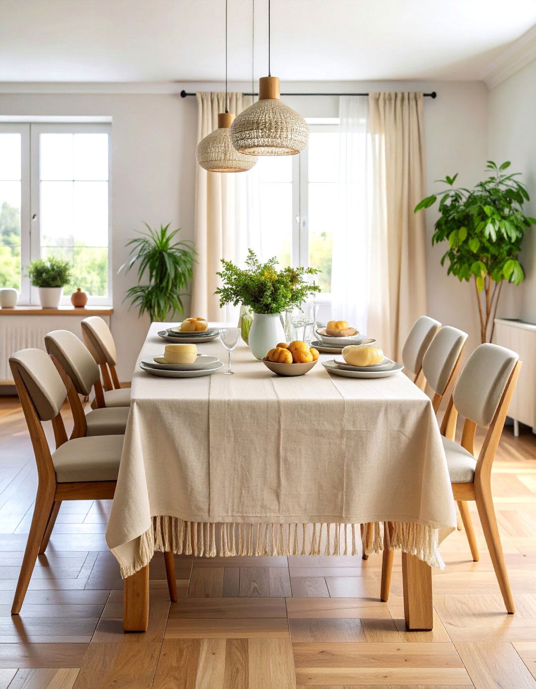 Minimalist Linen Table Runner in Neutral Tones - 25 Table Runner Ideas