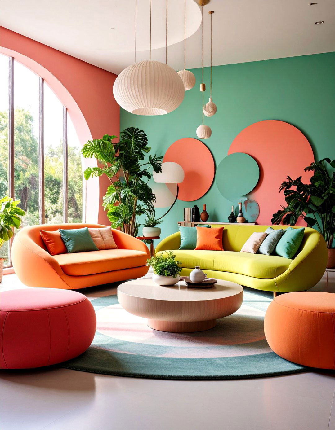 Minimalist Living Room with Curved Furniture - 25 Minimalist Living Room Ideas