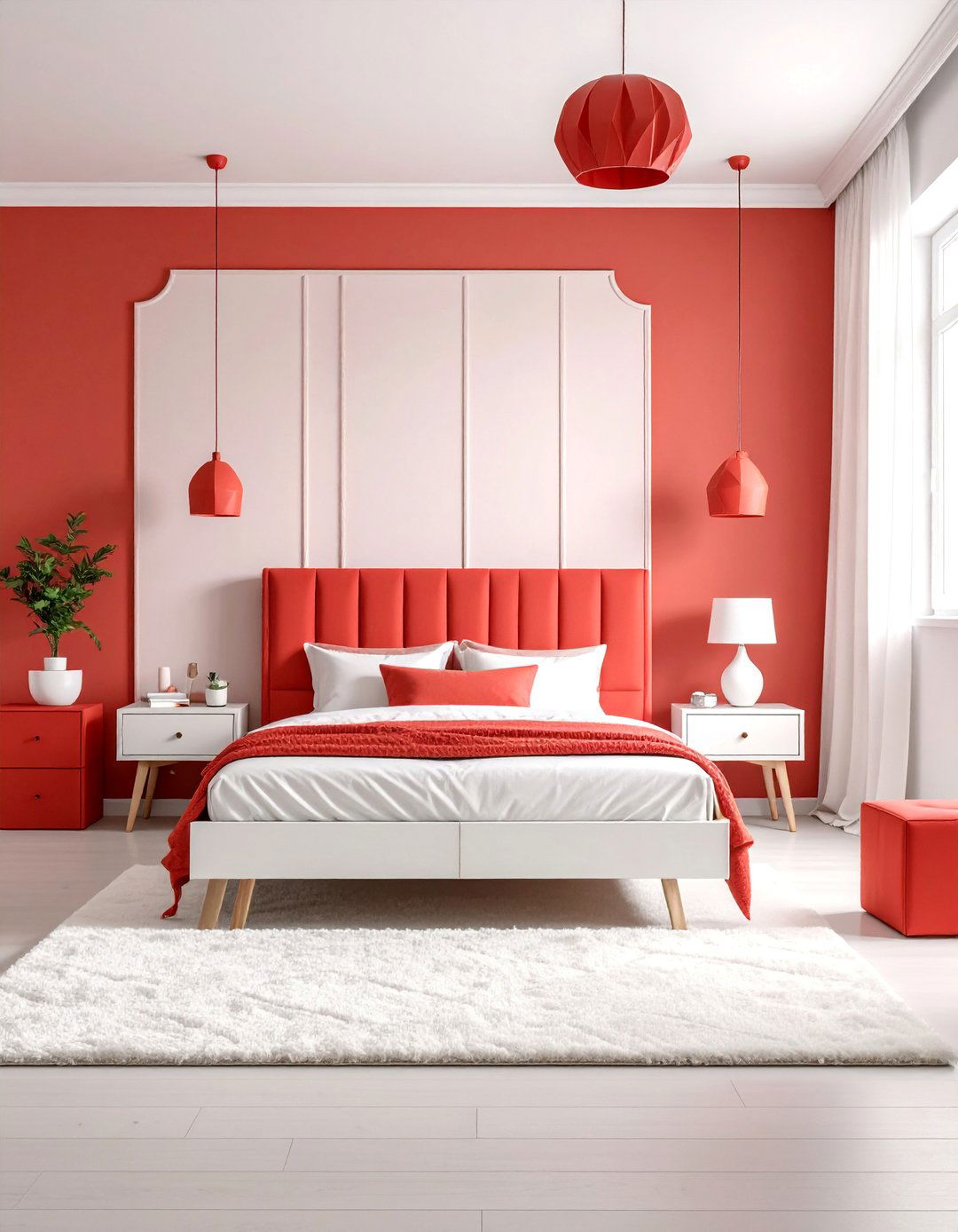 Minimalist Modern Design with Red Geometric Accents - 25 Red Boy Room Ideas