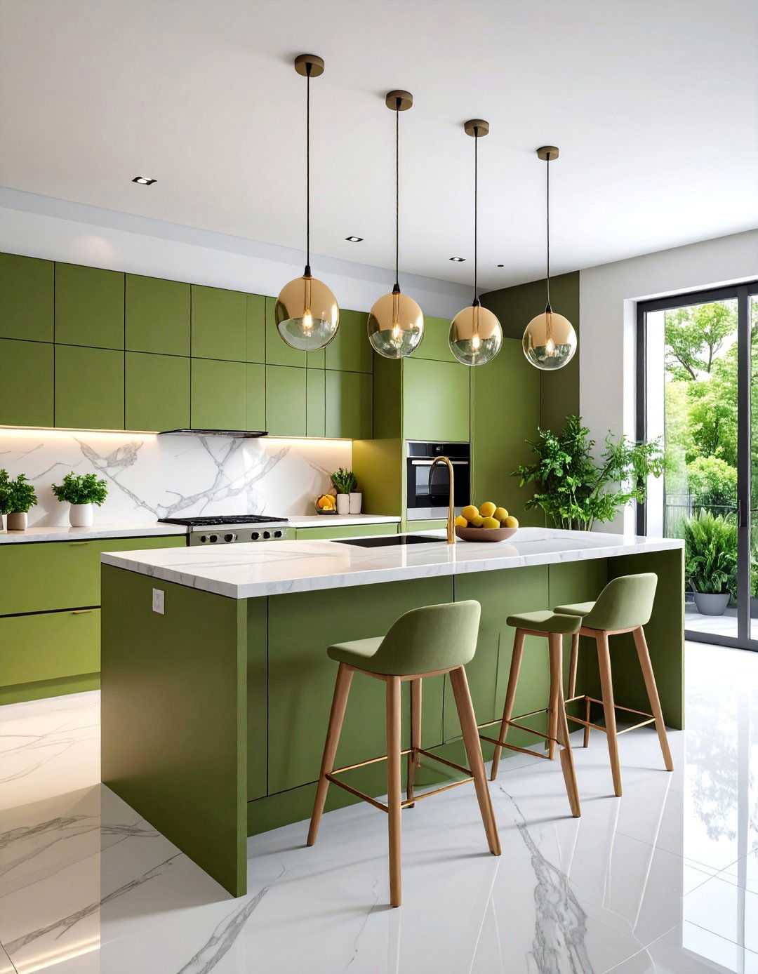 Minimalist Olive Green Kitchen Island Design - 25 Olive Green Room Ideas