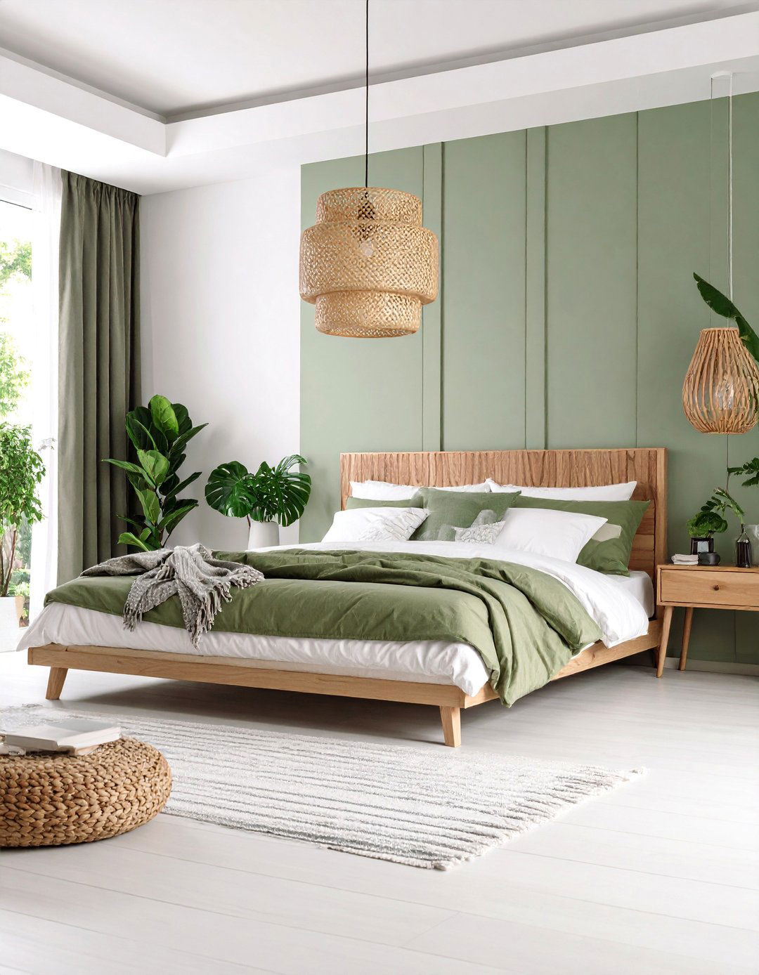 Minimalist Olive Green and White Modern Design - 25 Olive Green Bedroom Ideas