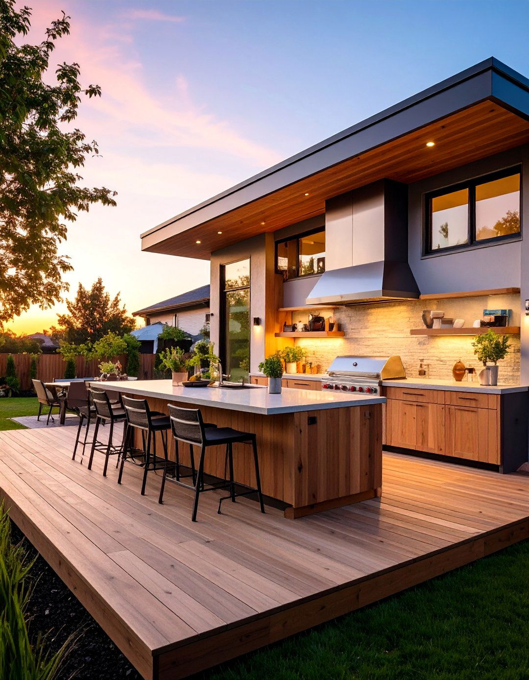 Minimalist Outdoor Kitchen Integration - 25 Minimalist House Exterior Ideas