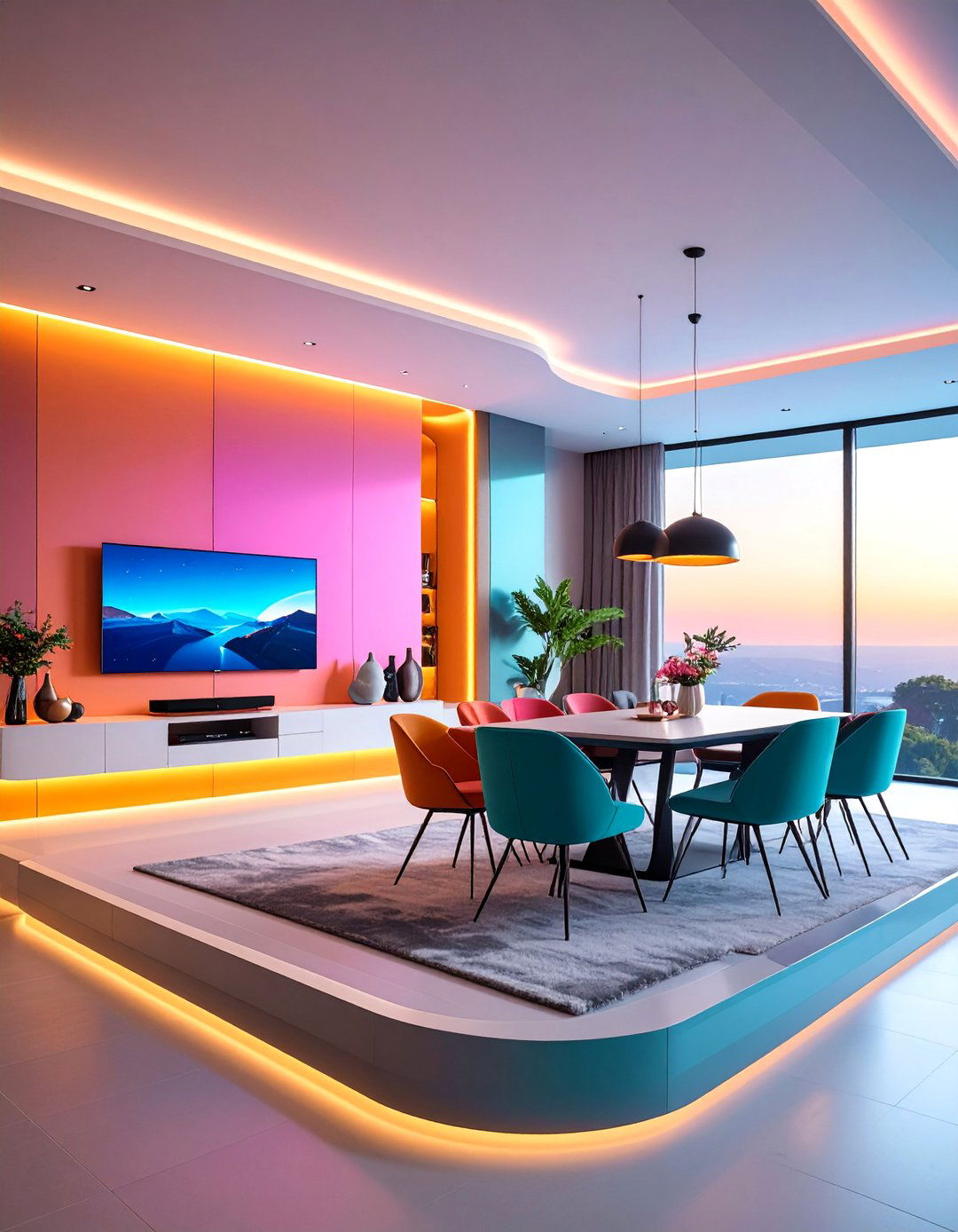 Minimalist Platform with Integrated Everything - 25 Small Living Room Ideas With Tv and Dining Table