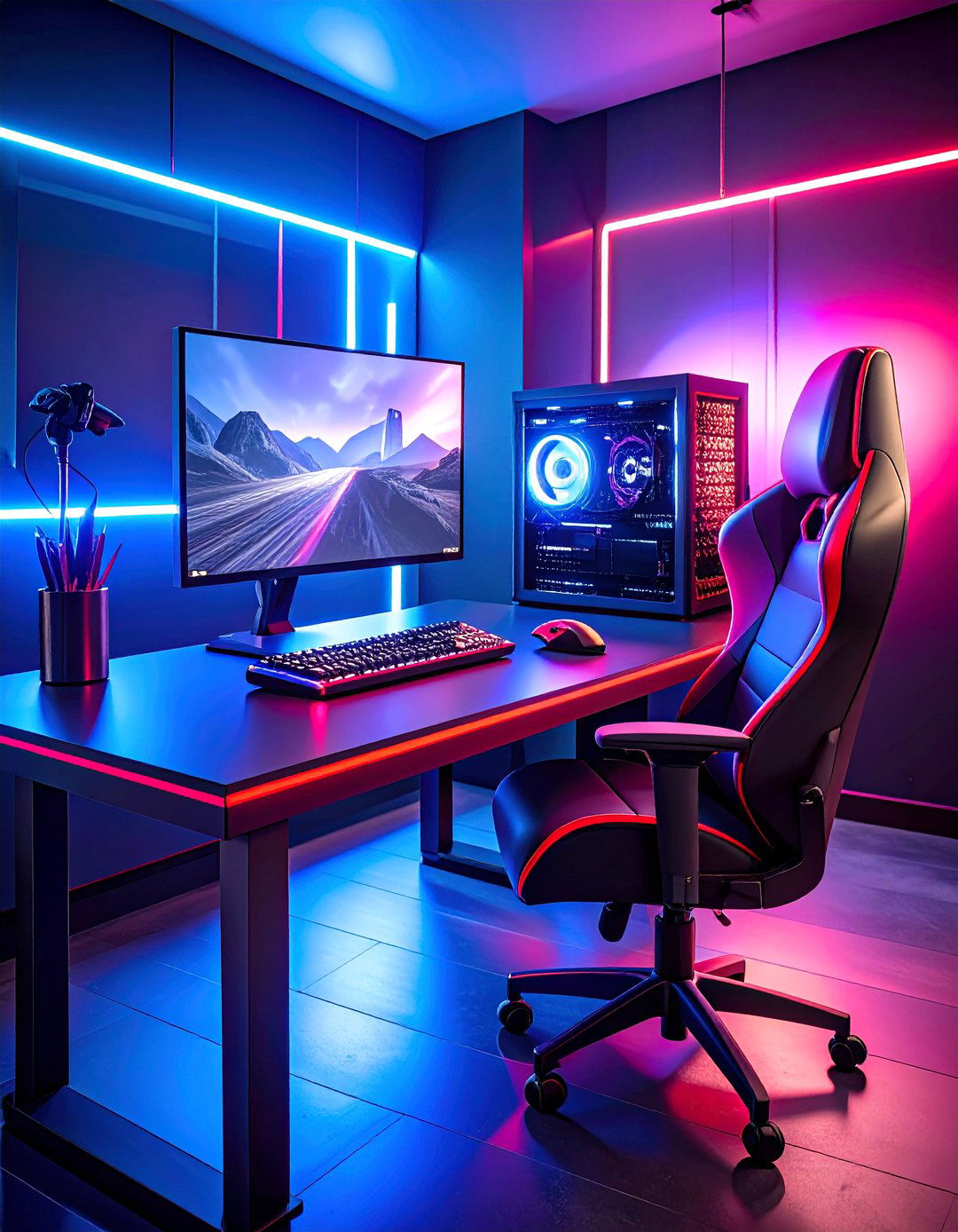 Minimalist Red Accent Gaming Station - 25 Red and Black Gaming Setup Ideas