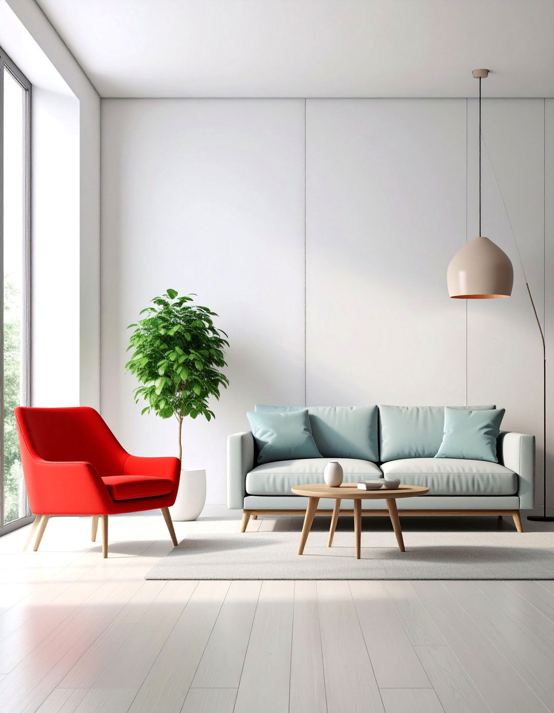 Minimalist Red Accent Living Room - 25 Red Living Room Ideas