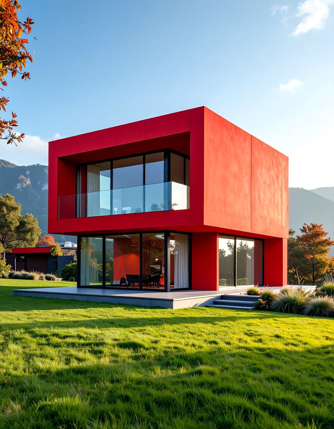 Minimalist Red Modern Cube Design - 25 red home exterior ideas