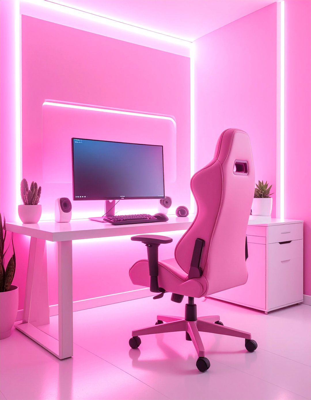 Minimalist Rose Pink Gaming Setup - 25 Pink Gaming Setup Ideas