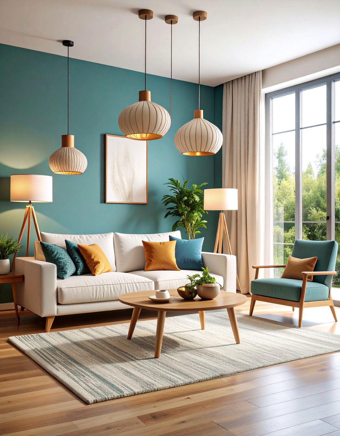 Minimalist Scandinavian Living Room with Clean Line Fixtures - 25 Living Room Lighting Ideas