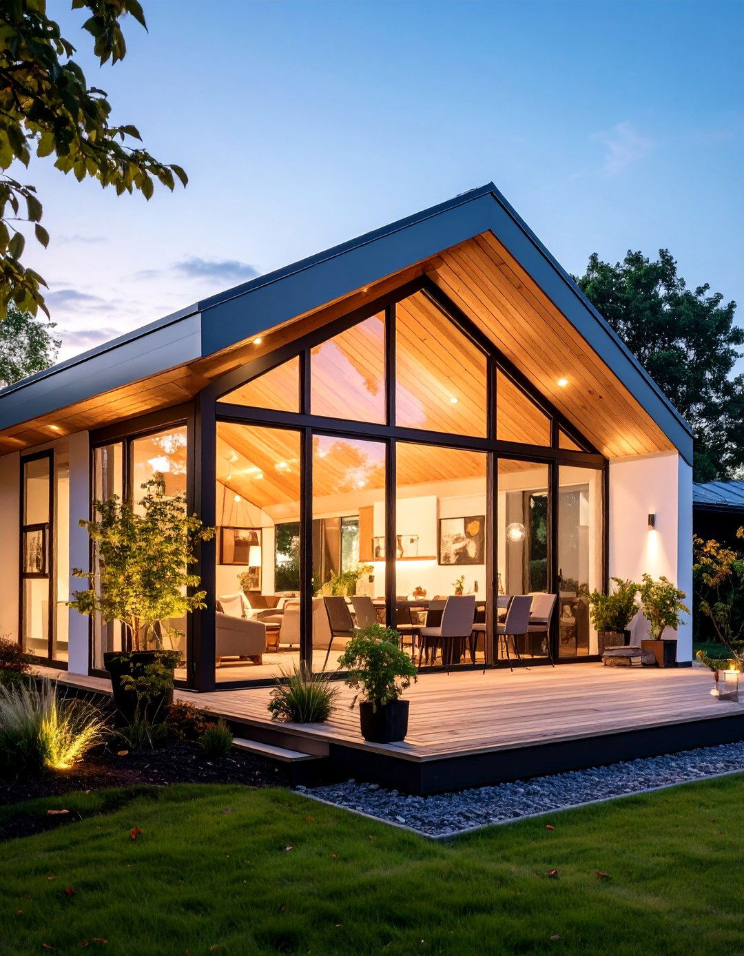 Minimalist Shed Front Porch Roof with Glass Elements - 25 Front Porch Roof Ideas