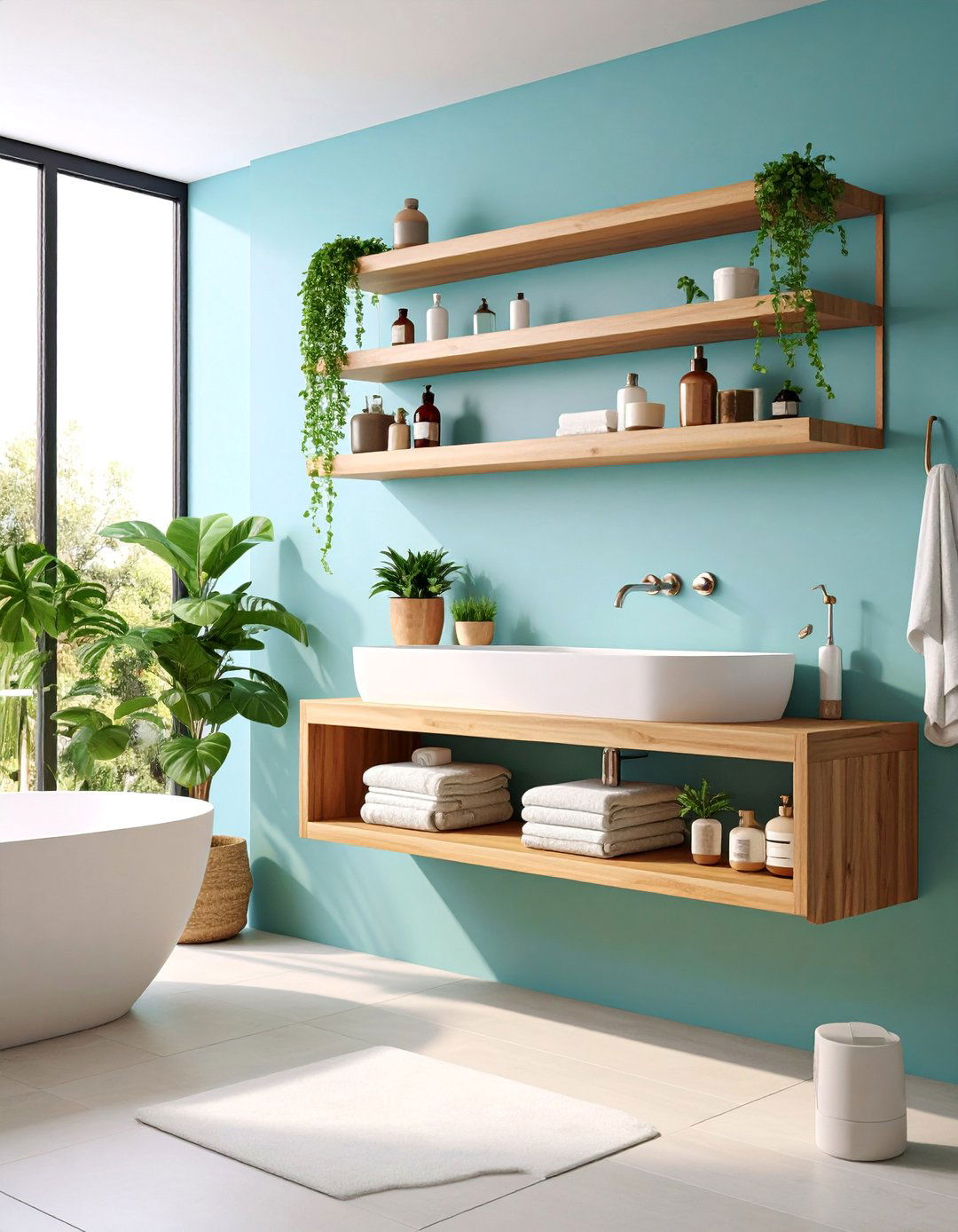 Minimalist Single Floating Shelf - 25 Over Toilet Storage Ideas