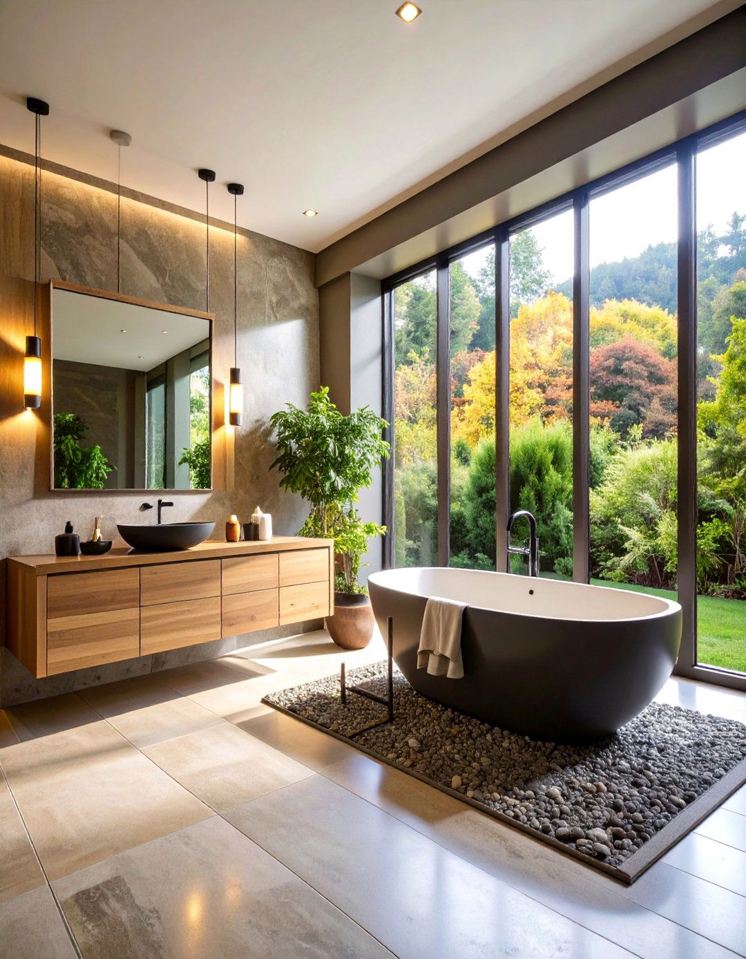 Minimalist Spa Bathroom with Black Accents - 25 Bathroom With Black Fixtures