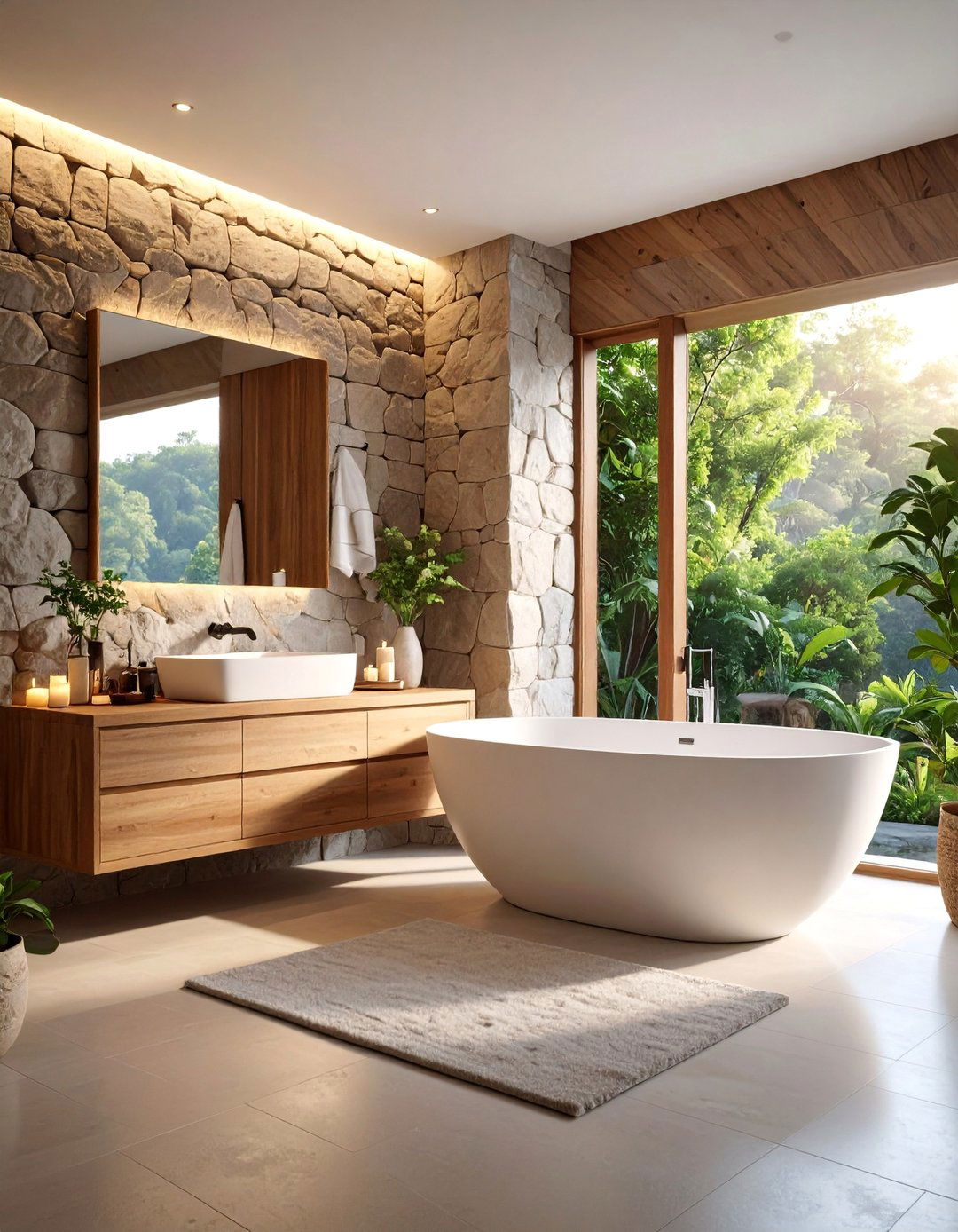 Minimalist Spa Retreat with Natural Stone - 25 Modern Bathroom Decor Ideas
