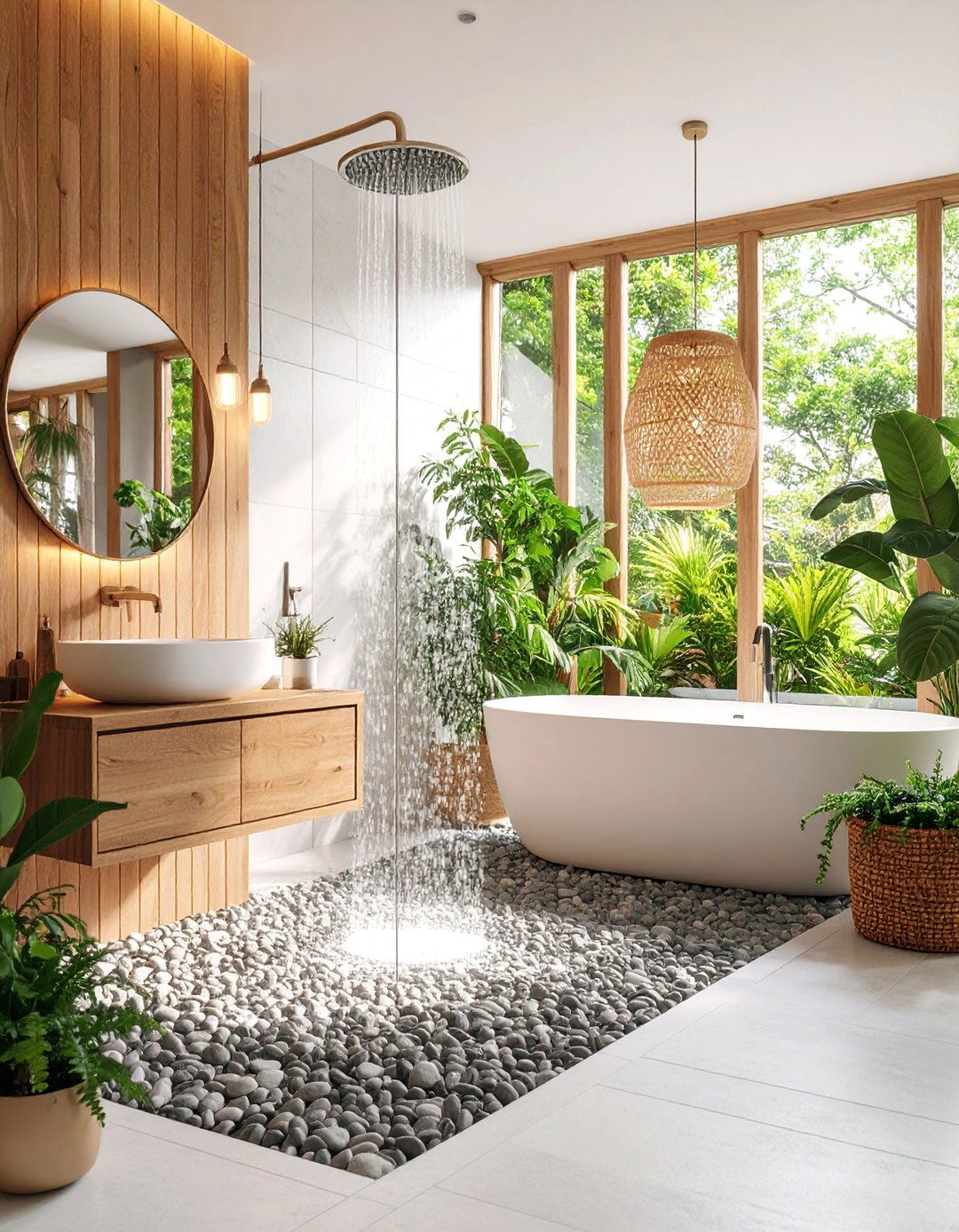 Minimalist Spa with Subtle Gray Pebble Texture - 25 Pebble Tile Bathroom Ideas