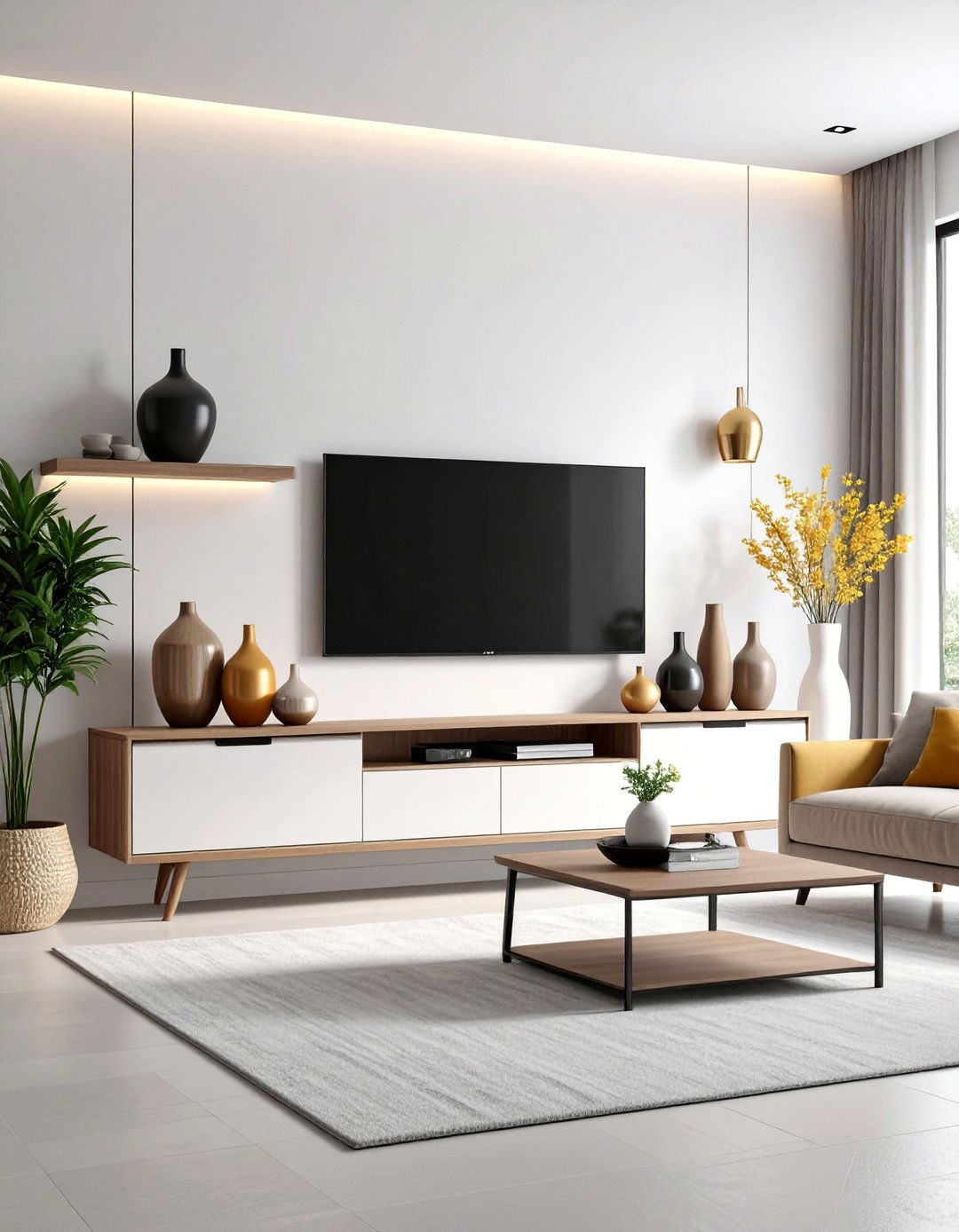 Minimalist TV Console with Geometric Accents - 25 Tv Console Decor Ideas