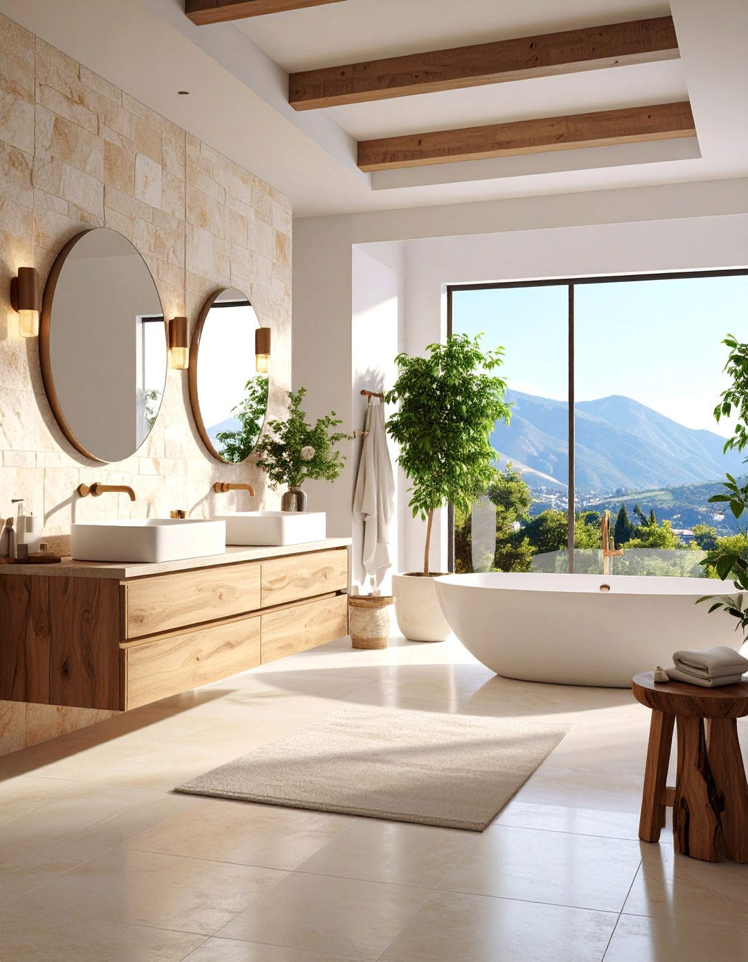 Minimalist Tuscan Bathroom with Clean Stone Lines - 25 Tuscan Bathroom Ideas