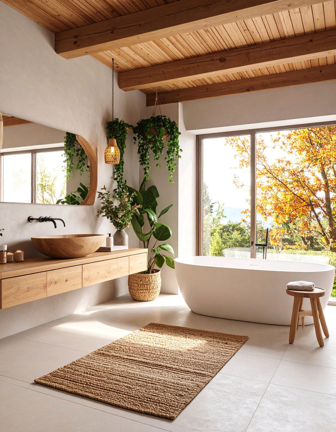 Minimalist Wabi Sabi Bathroom with Raw Natural Textures - 25 Natural Bathroom Ideas
