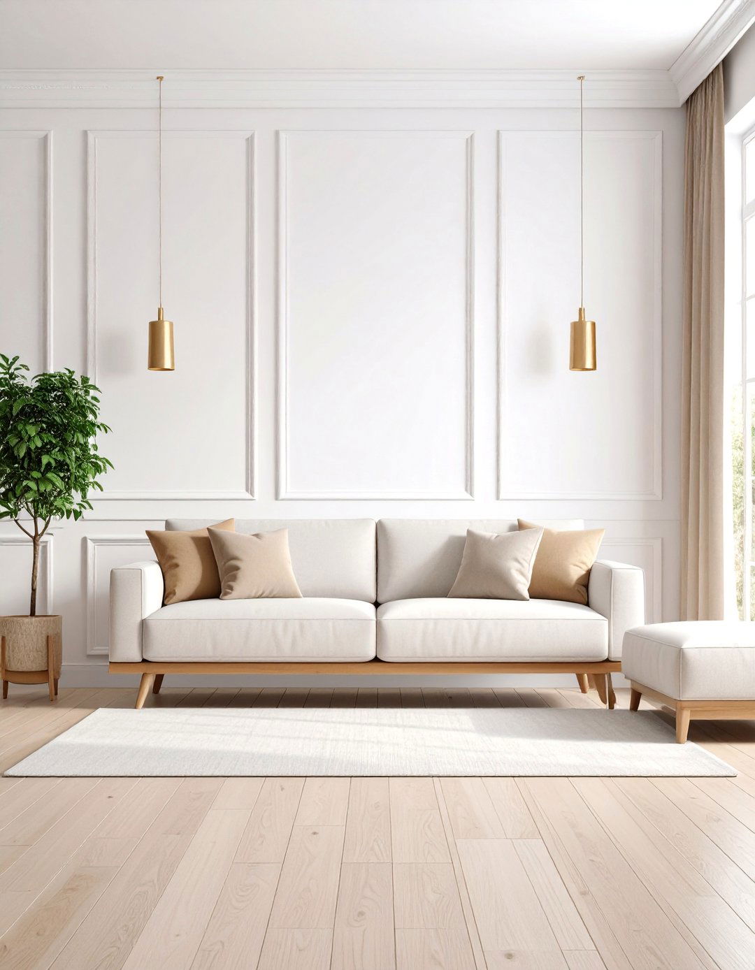 Minimalist White Box Panel Wainscoting - 25 Living Room Wainscoting Ideas