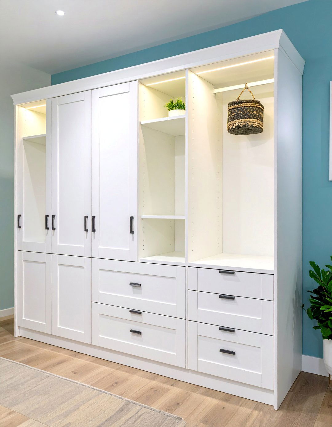 Minimalist White Coat Closet with Hidden Storage - 25 Coat Closet Ideas