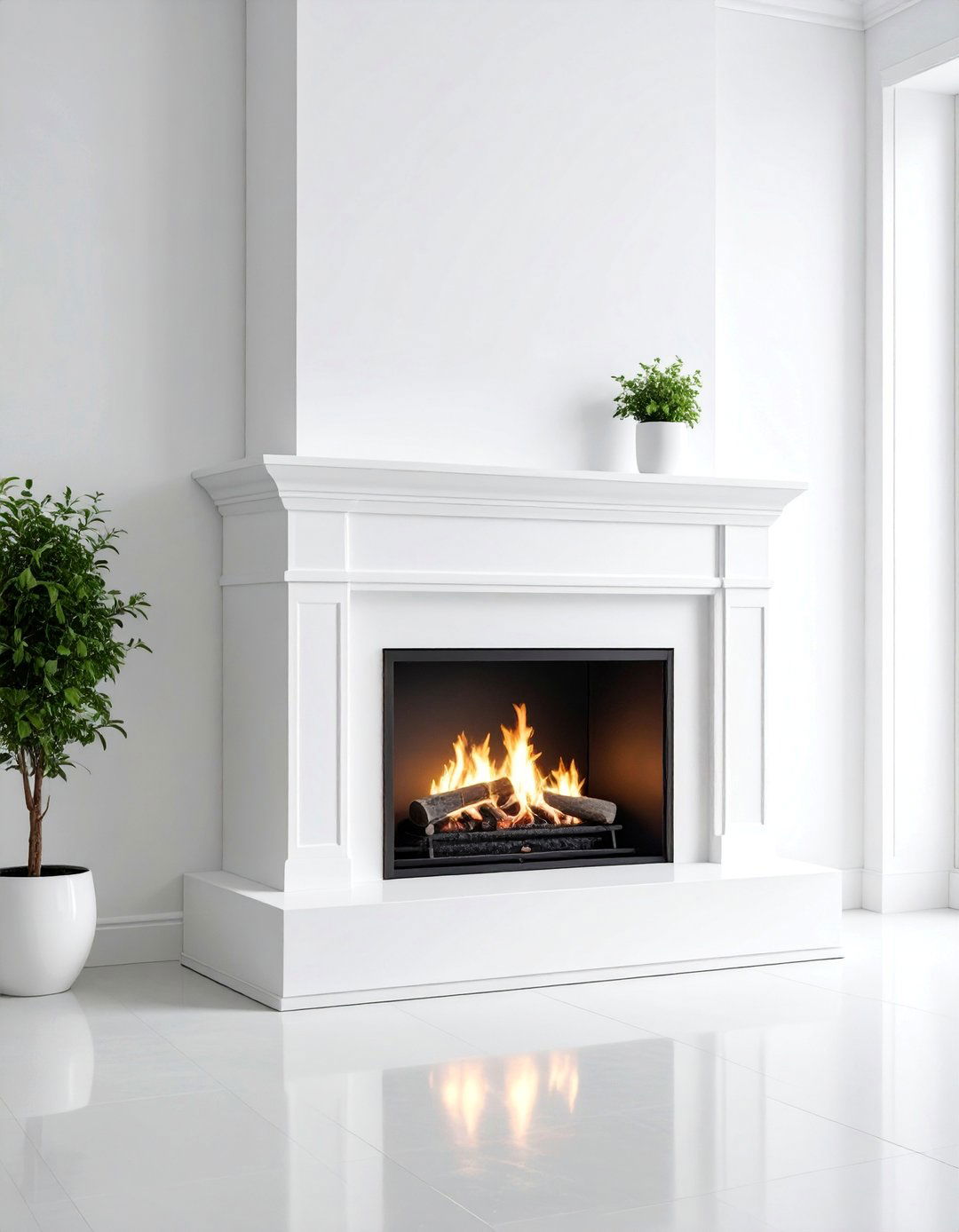 Minimalist White Concrete Hearth - 25 Fireplace Hearth Ideas