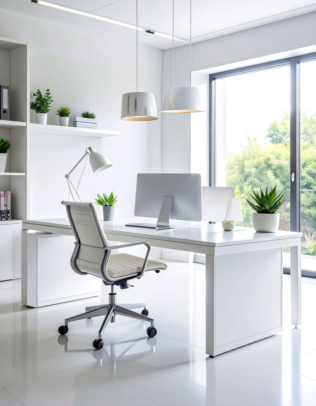 Minimalist White Desk with Clean Lines - 25 Desk Decor Ideas