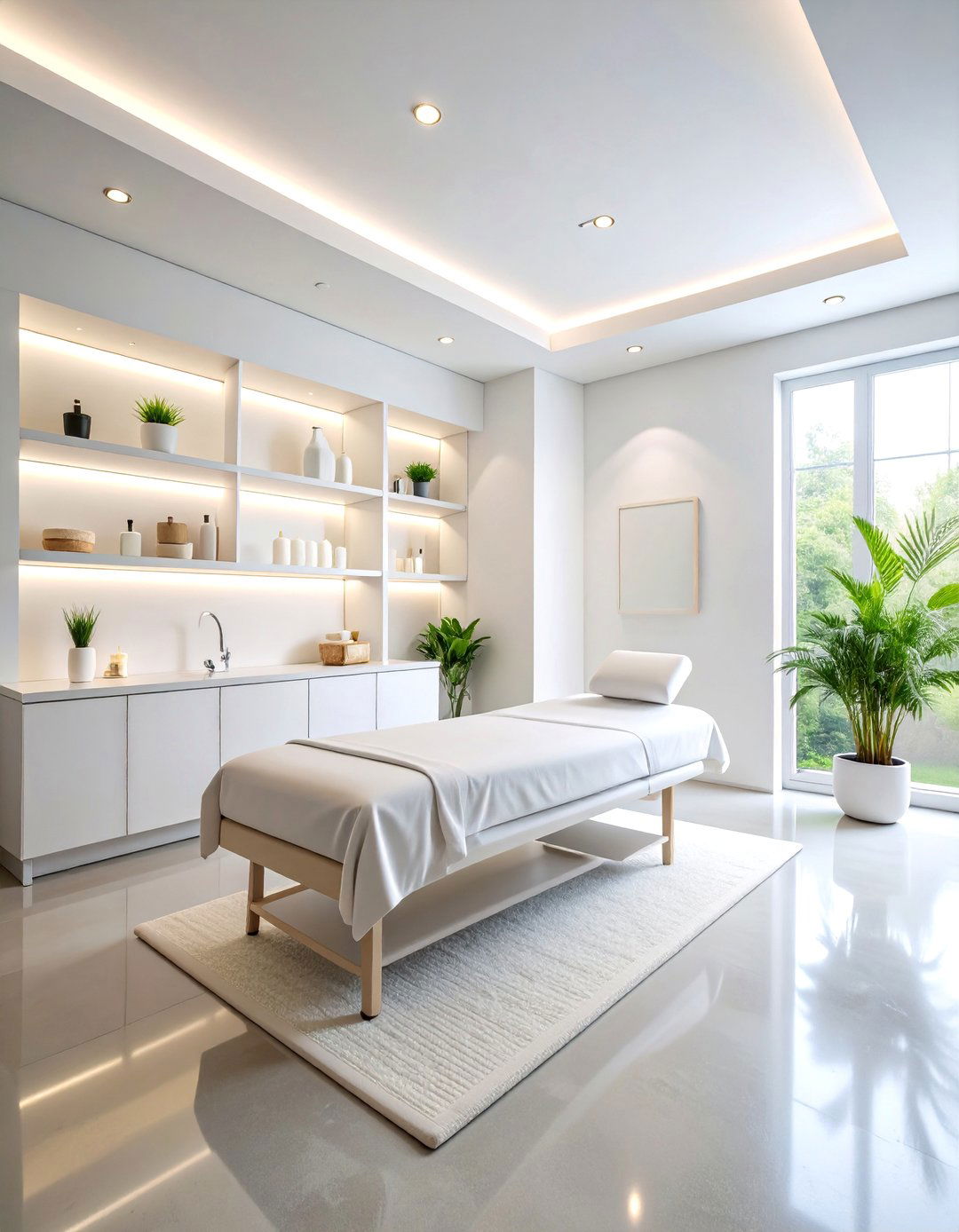 Minimalist White Facial Room with Clean Lines - 25 Facial Room Ideas