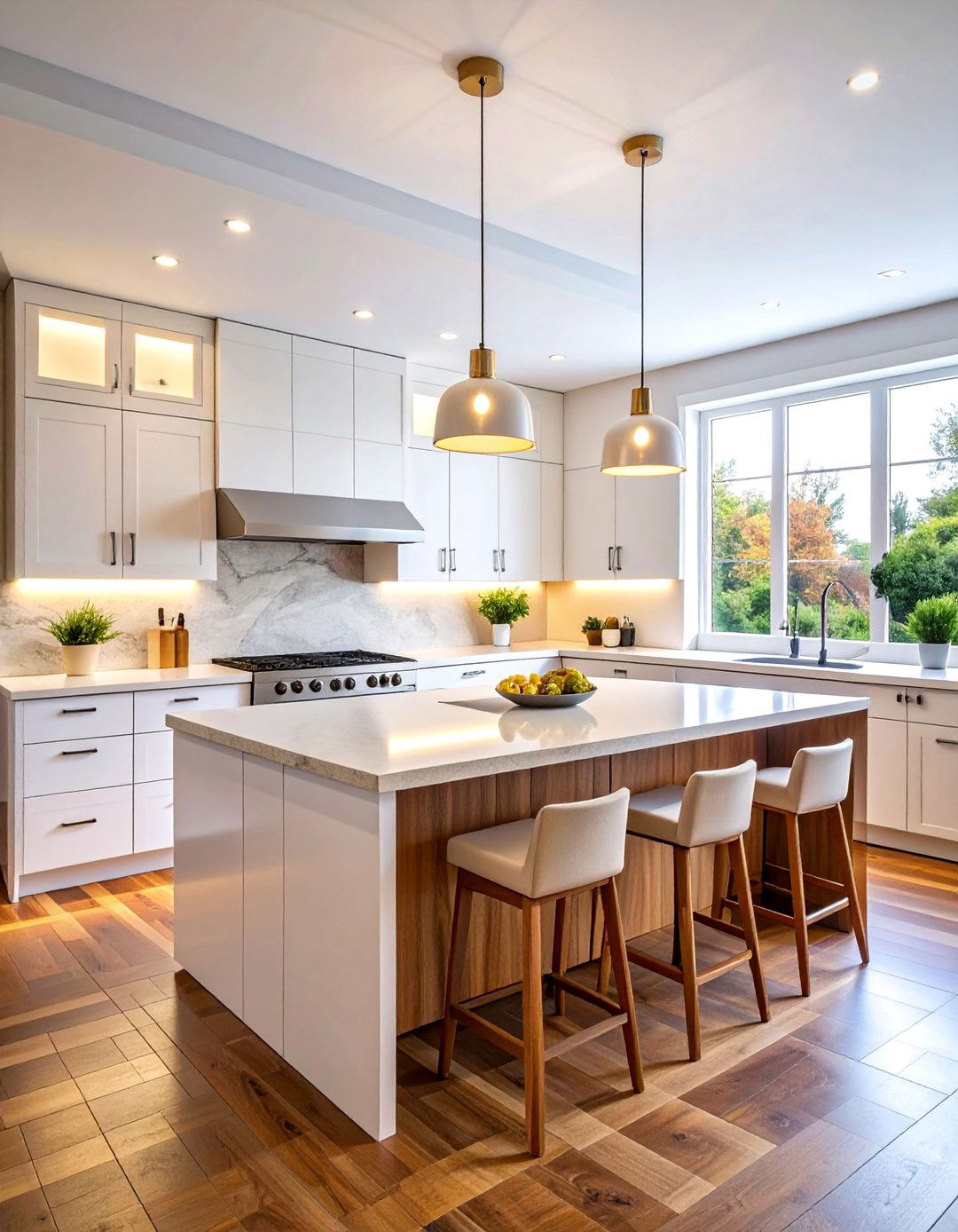 Minimalist White Japandi Kitchen with Walnut Accents - 25 Japandi Kitchen Ideas