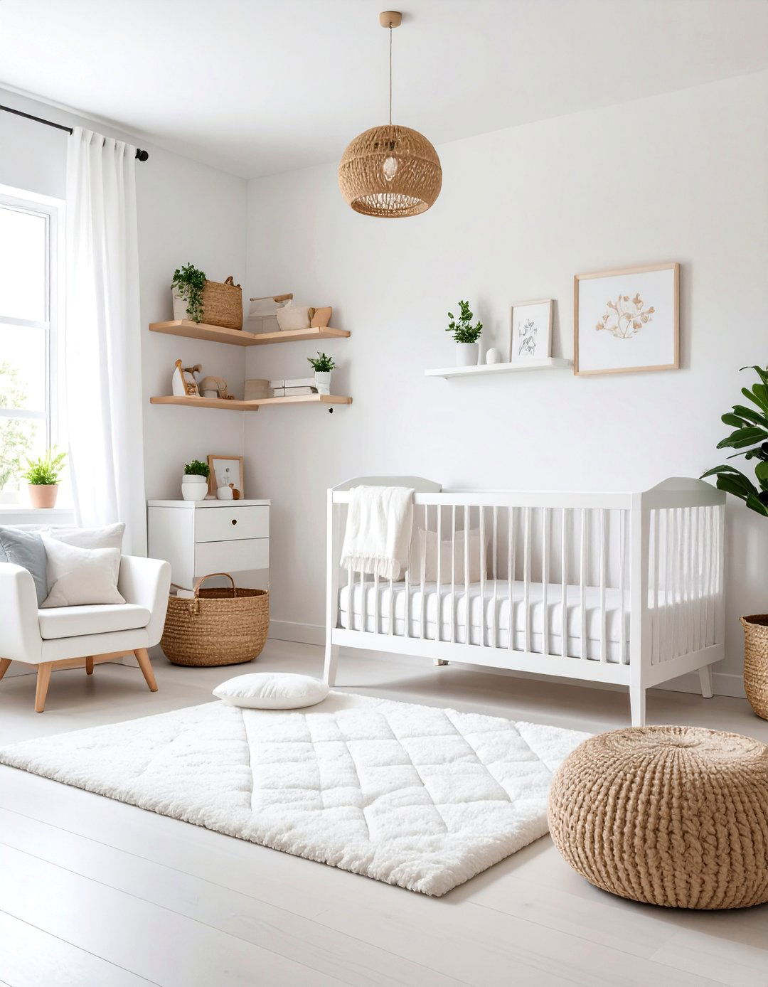 Minimalist White Montessori Nursery with Open Shelving - 25 montessori nursery ideas