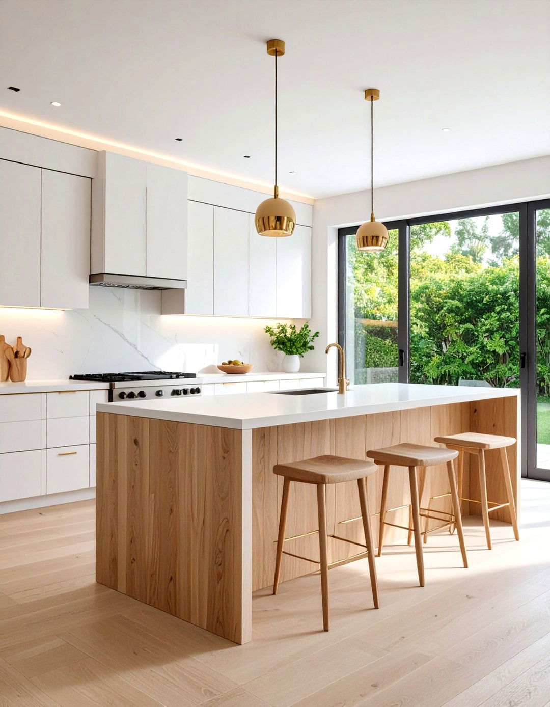 Minimalist White Oak Kitchen with Handleless Design - 25 Kitchens With White Oak Cabinets