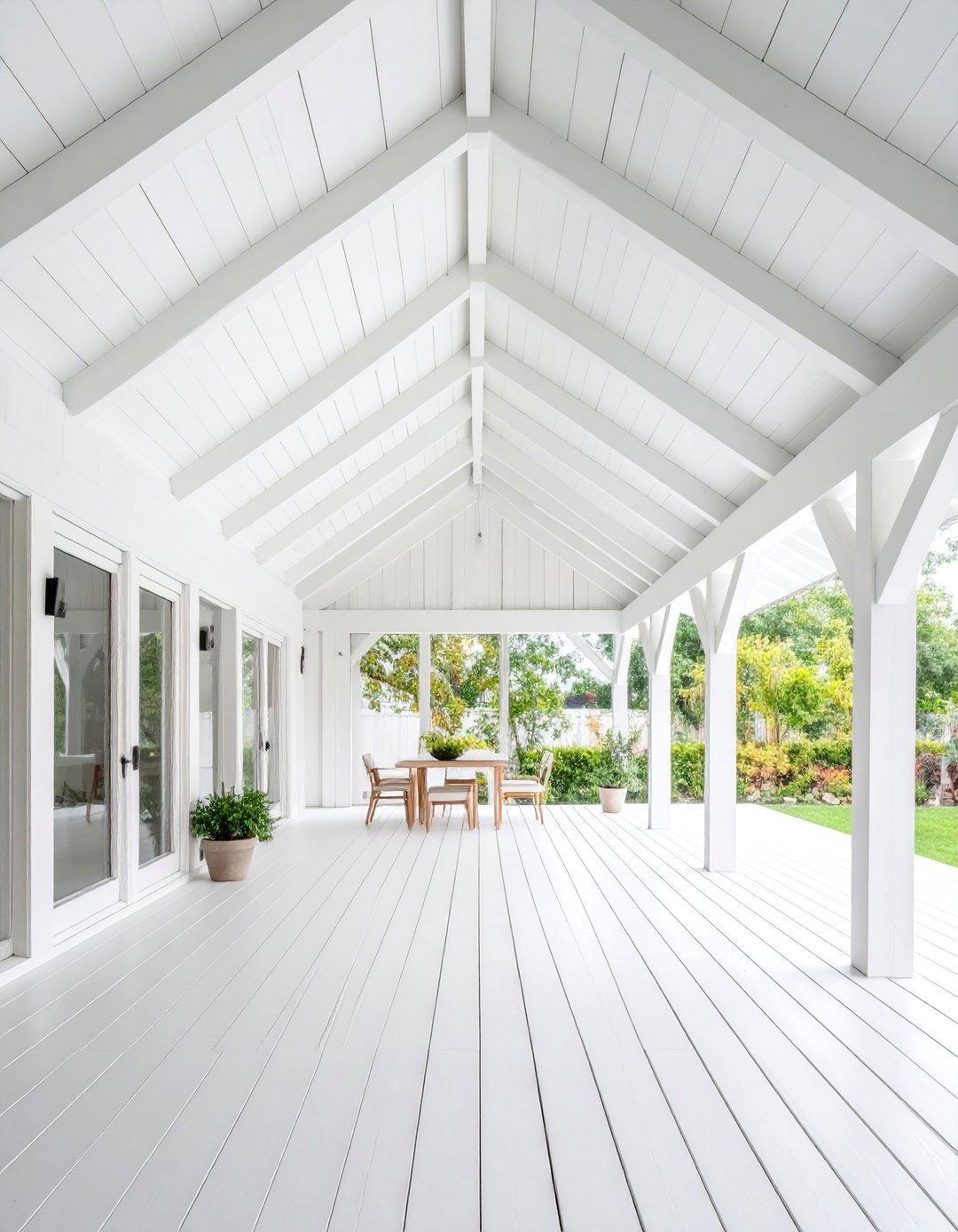 Minimalist White Painted Wood Ceiling - 25 patio ceiling ideas