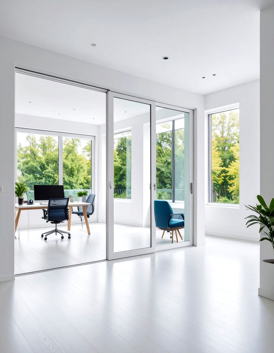 Minimalist White Panel Sliding Door - 25 Home Office Door Ideas