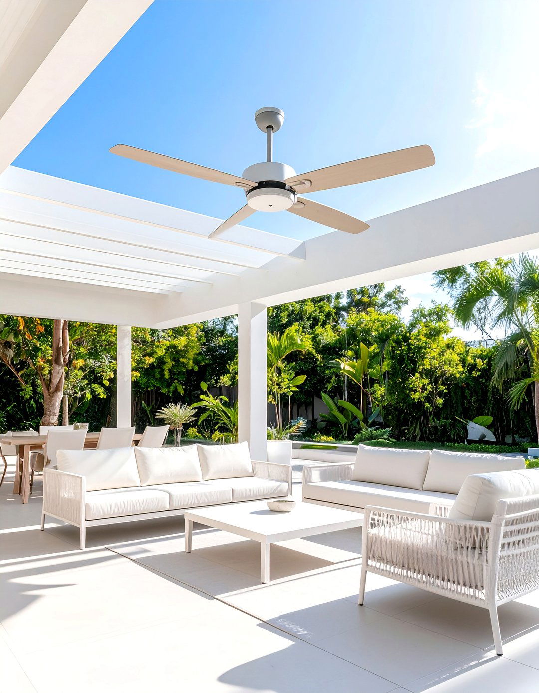 Minimalist White Patio Fan for Clean Aesthetics - 25 Patio Fan Ideas