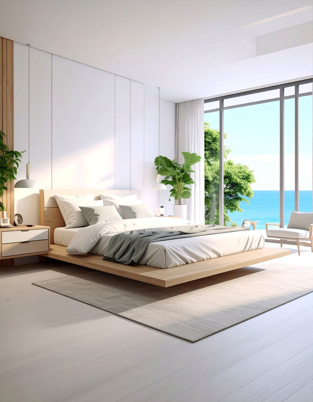 Minimalist White Platform Bedroom with Clean Lines - 25 White and Cream Bedroom Ideas