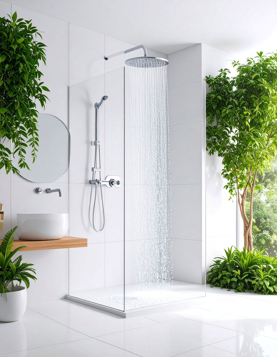 Minimalist White Shower Wall with Clean Simplicity - 25 Shower Wall Ideas