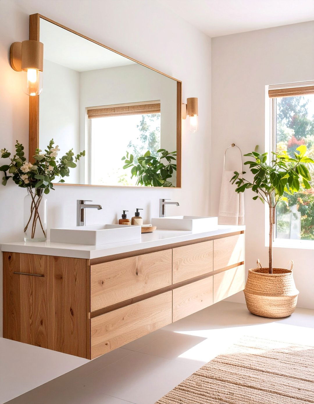 Minimalist White with Natural Wood Accents - 25 Powder Room Ideas