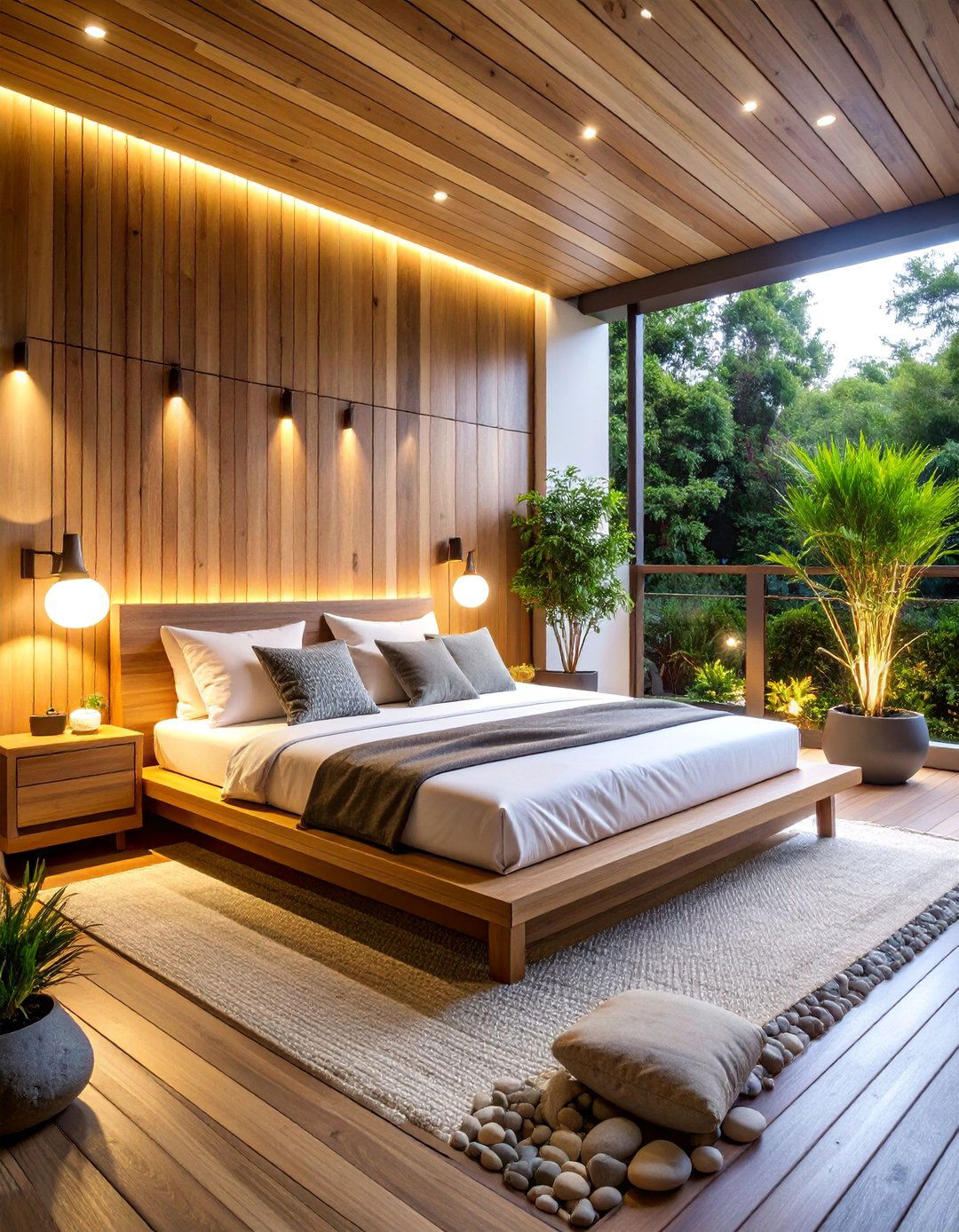 Minimalist Zen Bedroom Balcony with Natural Materials - 25 Bedroom Balcony Ideas