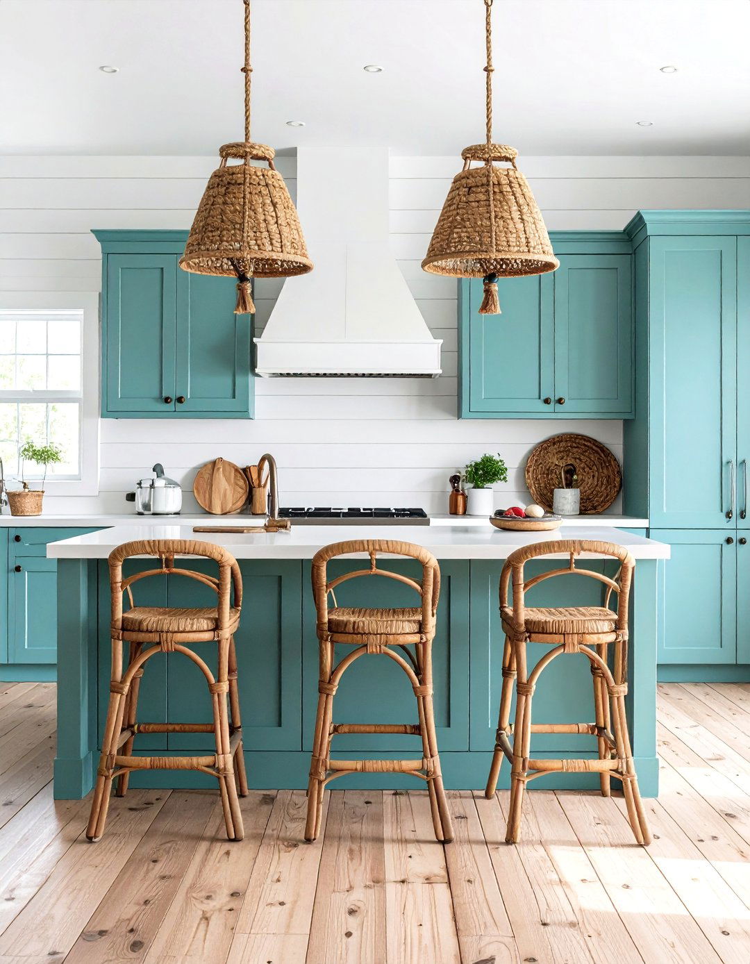 Mint Green Coastal Kitchen with Ship lap Walls - 25 Mint Green Kitchen Ideas