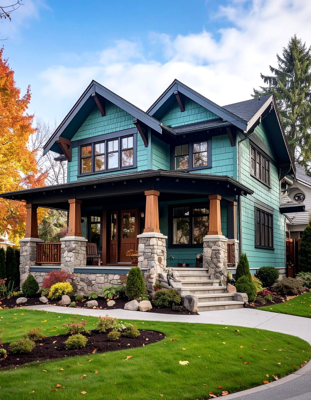 Mint Green Craftsman Bungalow - 25 Light Green House Exterior Ideas