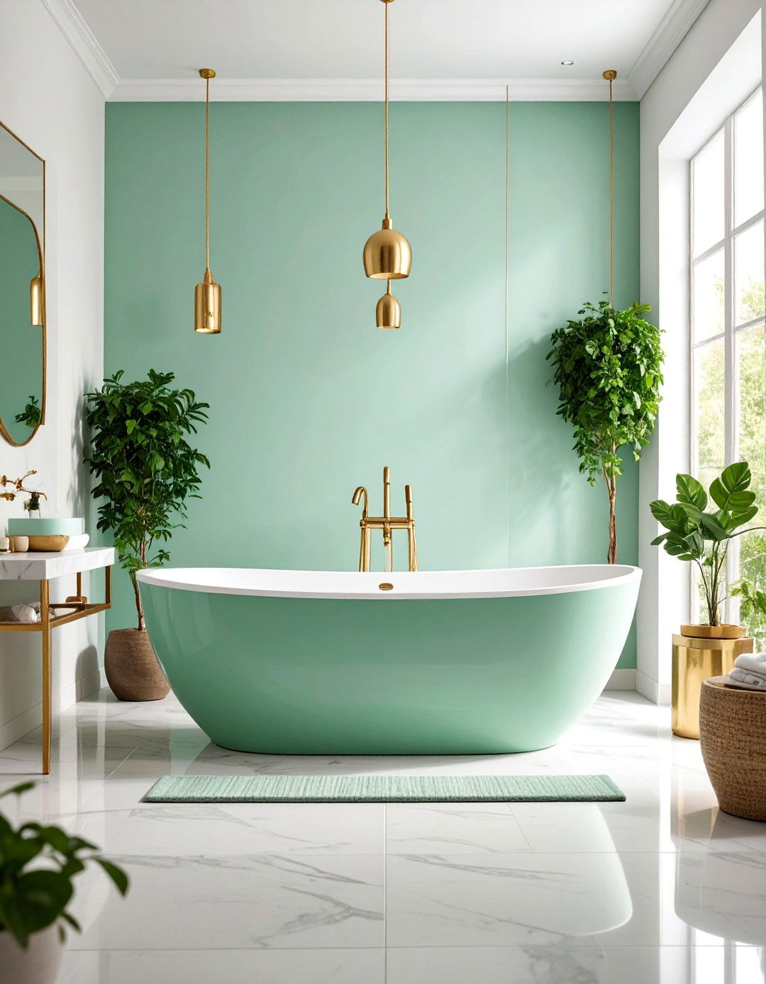 Mint Green Freestanding Tub Sanctuary - 25 Mint Green Bathroom Ideas