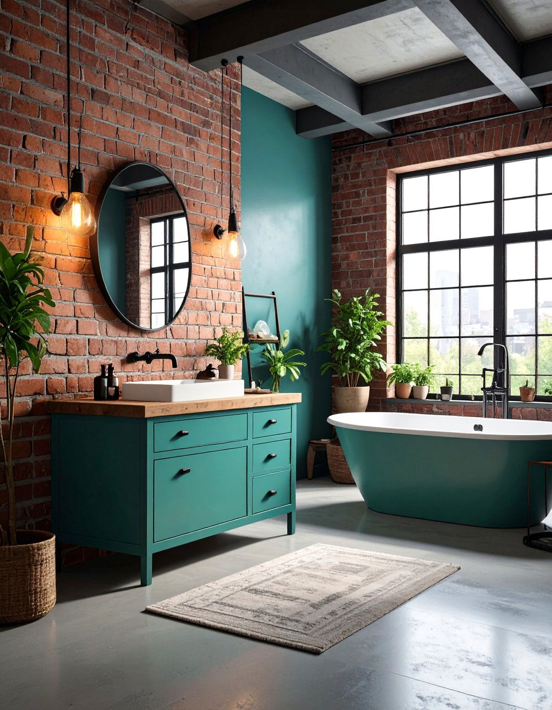 Mint Green Industrial Loft Bathroom - 25 Mint Green Bathroom Ideas