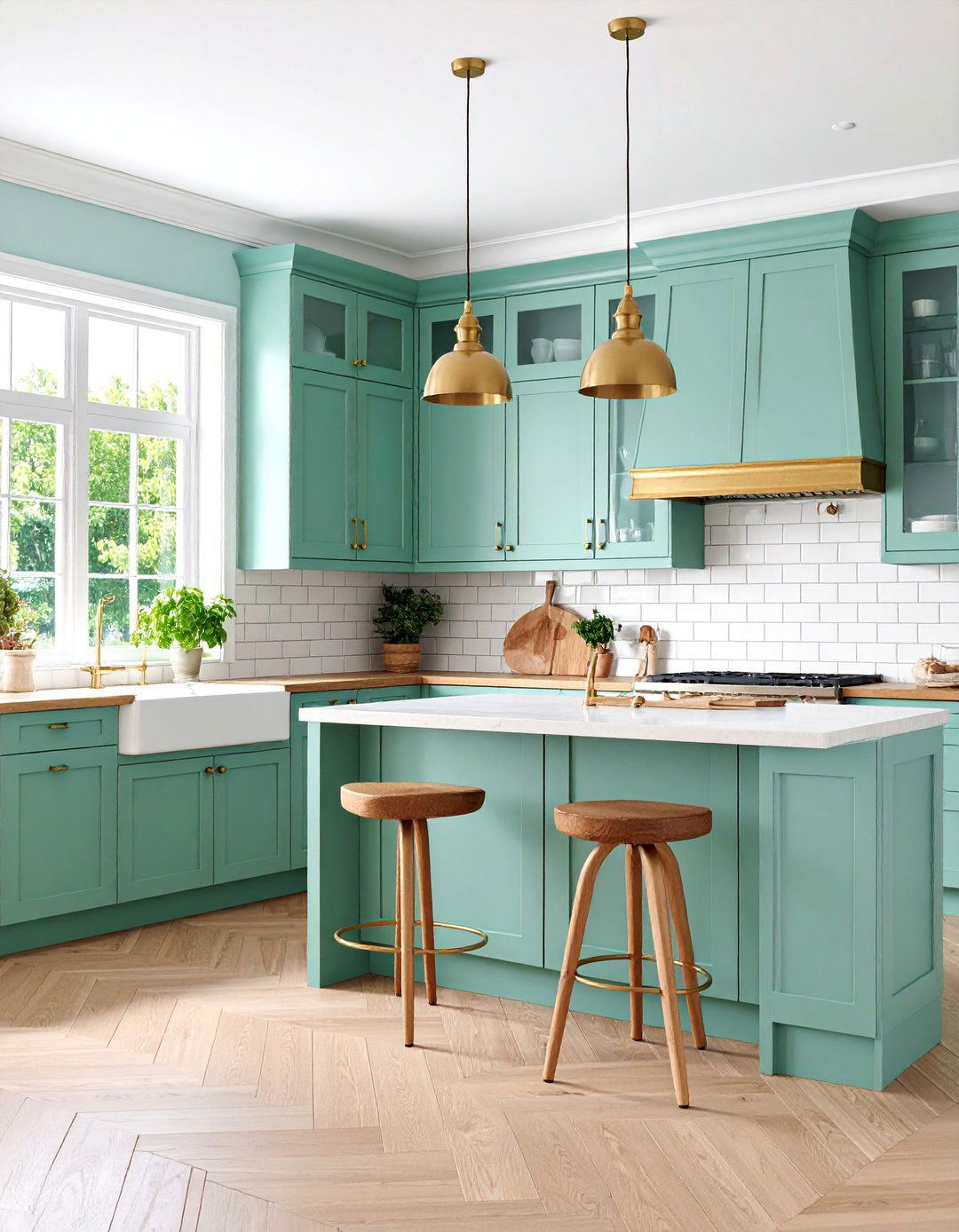Mint Green Kitchen with White Subway Tiles - 25 Pastel Room Ideas
