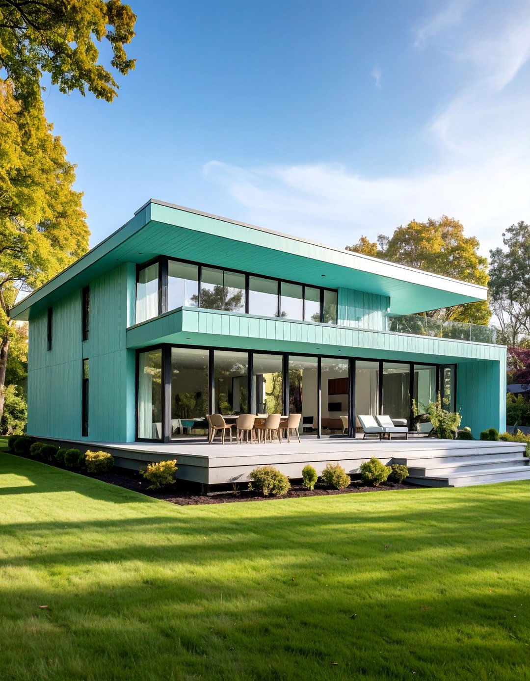 Mint Green Modernist with Clean Lines - 25 Light Green House Exterior Ideas
