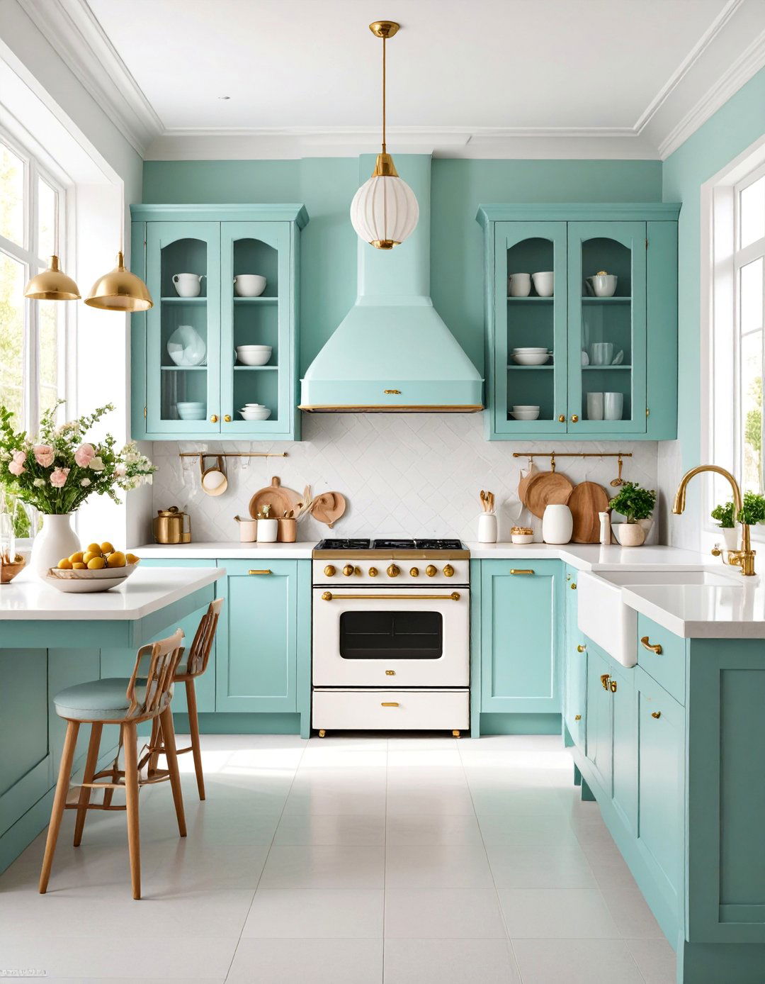 Mint Green Retro Kitchen with Pastel Charm - 25 Vintage Kitchen Ideas