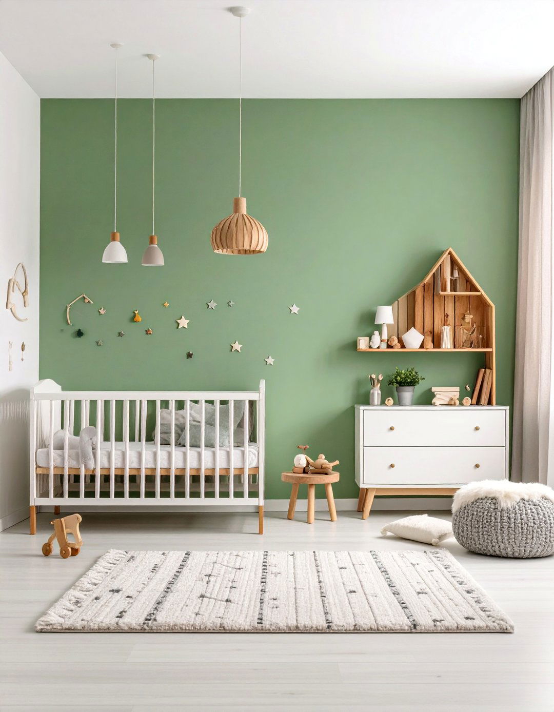 Mint Green Scandinavian Nursery Accent Wall - 25 Dark Green Accent Wall Ideas