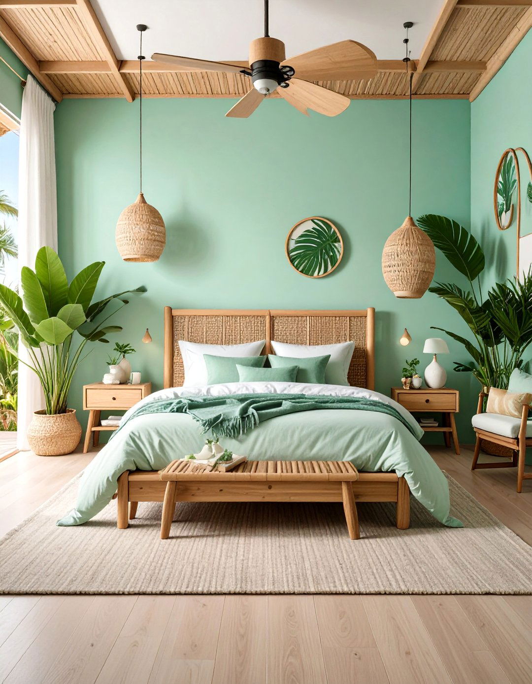 Mint Green Tropical Paradise - 25 blue and green bedroom ideas