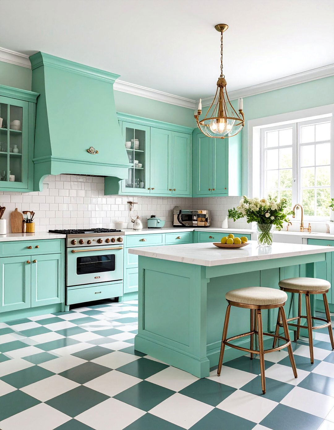 Mint Green Vintage Kitchen with Retro Appliances - 25 Colorful Room Ideas