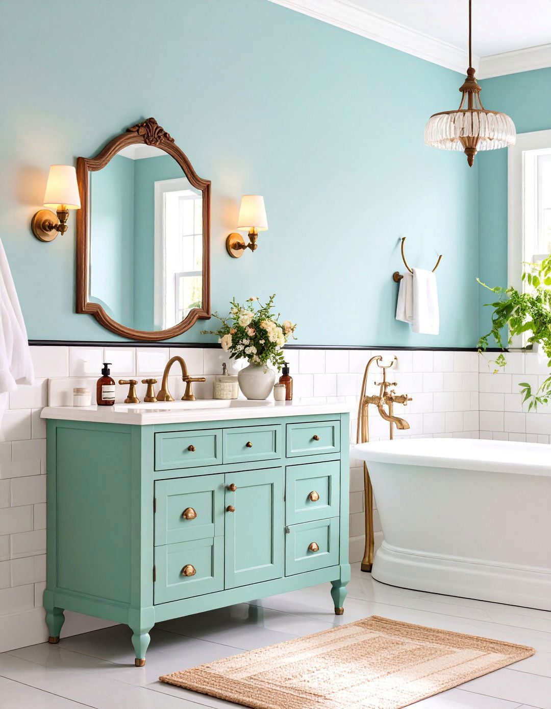 Mint Green Vintage Medicine Cabinet Display - 25 Mint Green Bathroom Ideas